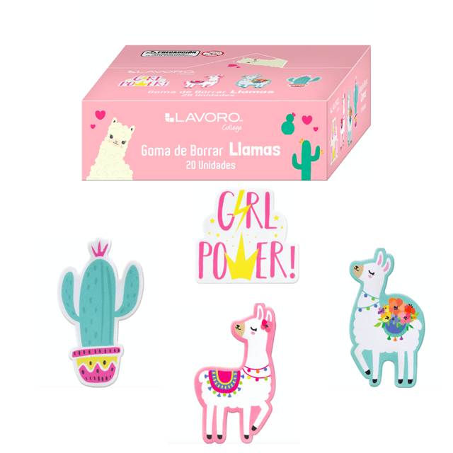 Foto Goma diseños llama, cactus y girl power