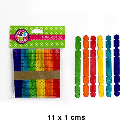 Foto Set palitos de helado delgados ranurados colores