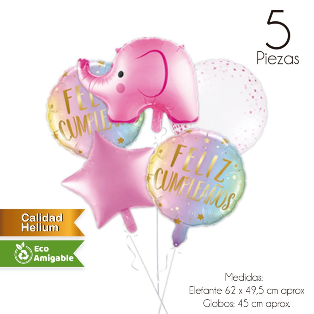 Foto Set Globos Foil Elefante Niña