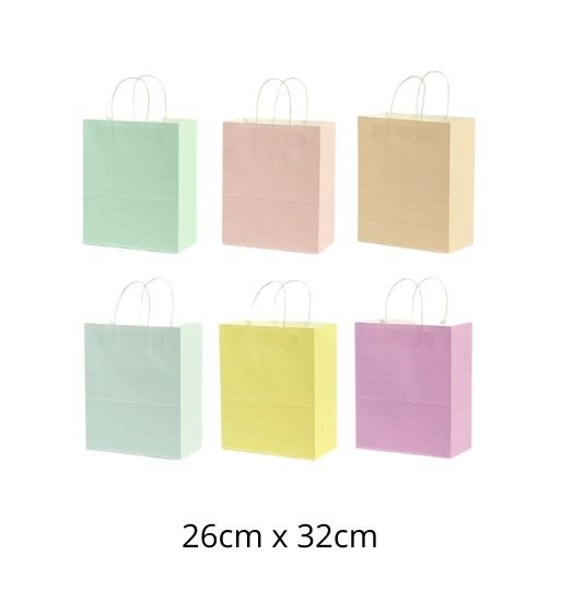 Foto Bolsa de regalo mediana kraft Colores Pastel