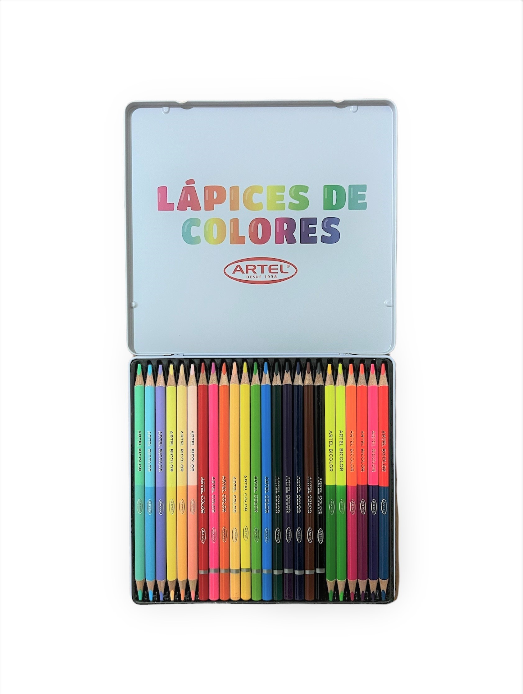 Foto Caja metálica lápices de madera 24 lápices 36 colores