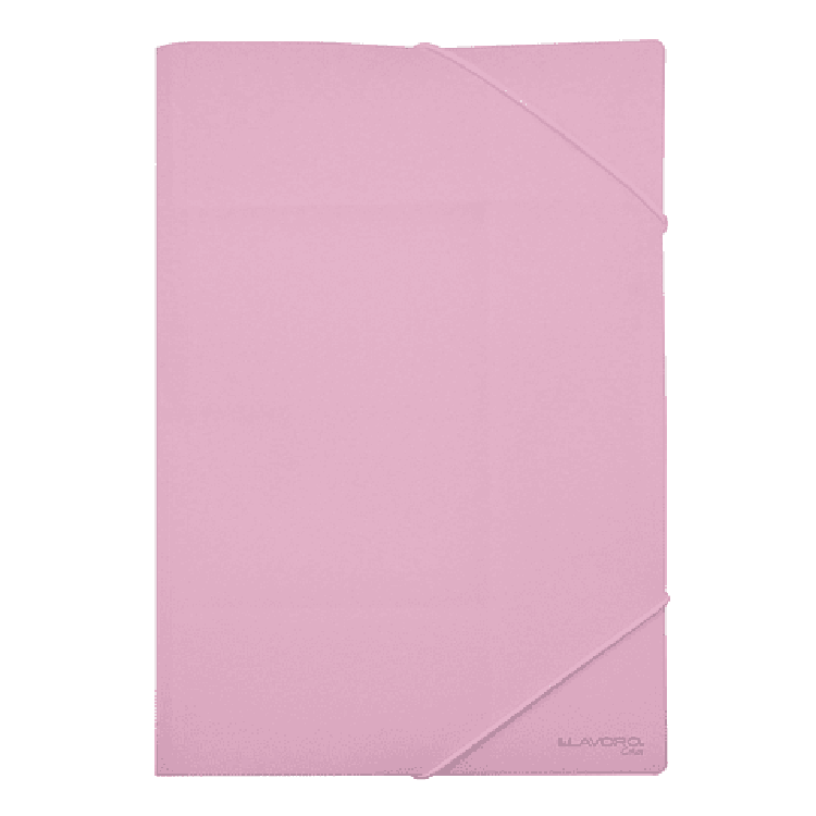 Foto Carpeta portadocumentos plástica rosa pastel con elástico