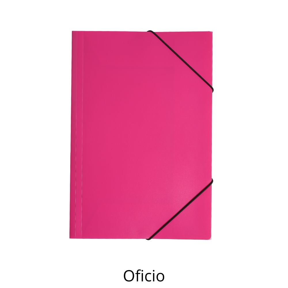 Foto Carpeta flexible oficio plástica fucsia con elásticos