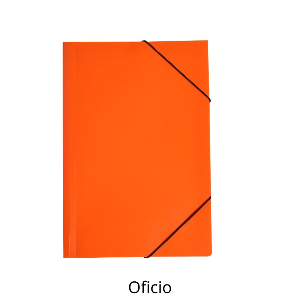 Foto Carpeta flexible oficio plástica naranja con elásticos