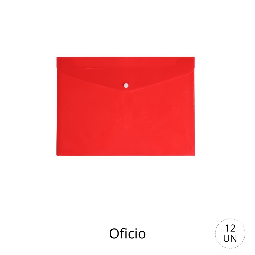 Foto Carpeta tipo sobre plástico oficio con broche Roja