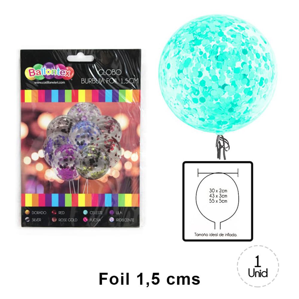 Foto Set 12 globos transparentes con confetti foil calipso