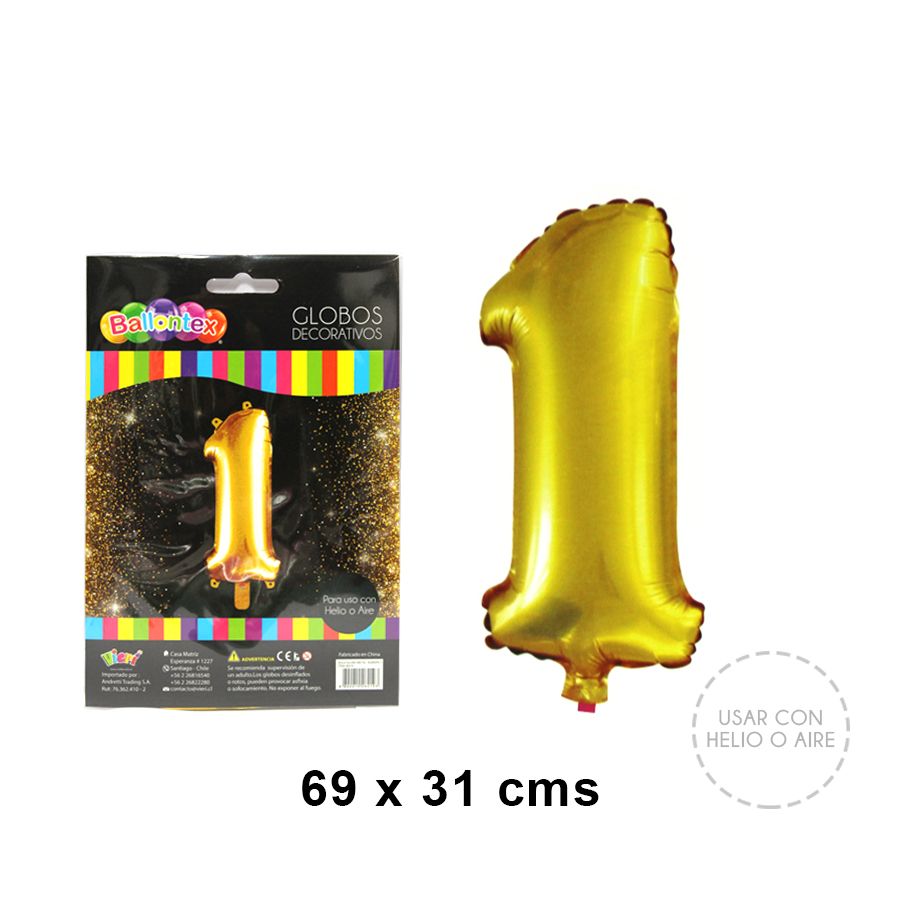 Foto Globo metálico número 1 dorado