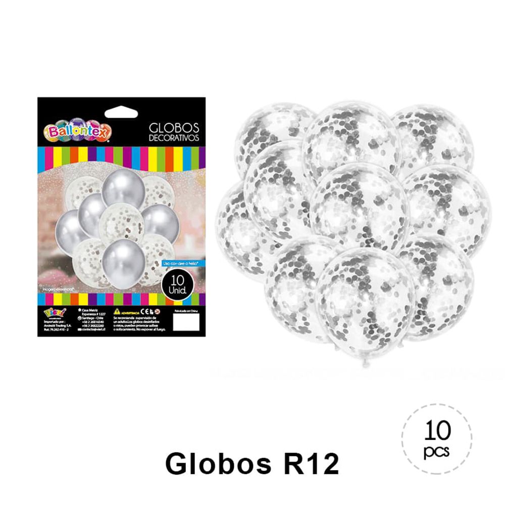 Foto Set 10 globos decorativos metálicos y transparentes Plateados