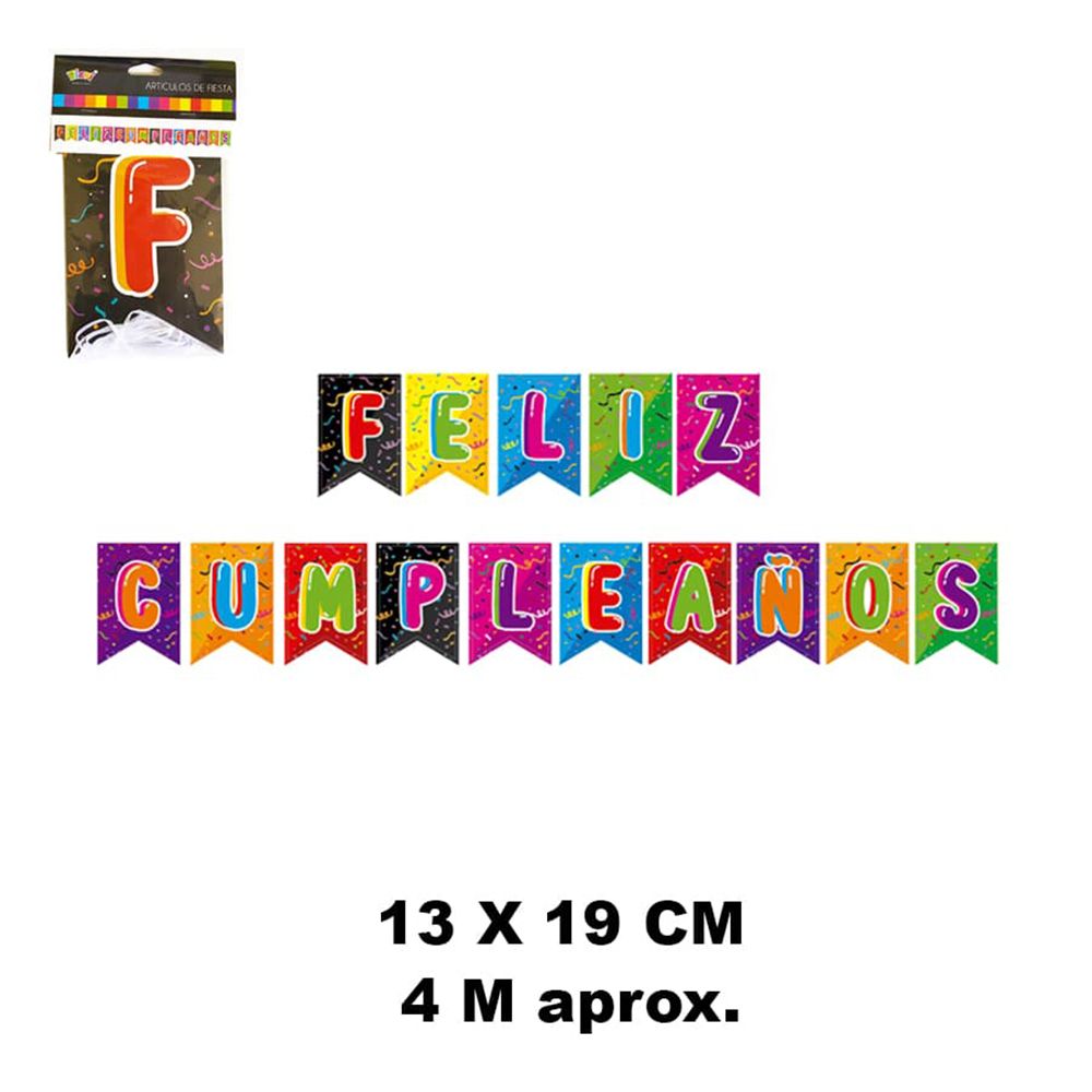 Foto Guirnalda tipo banderines Feliz Cumpleaños Colores