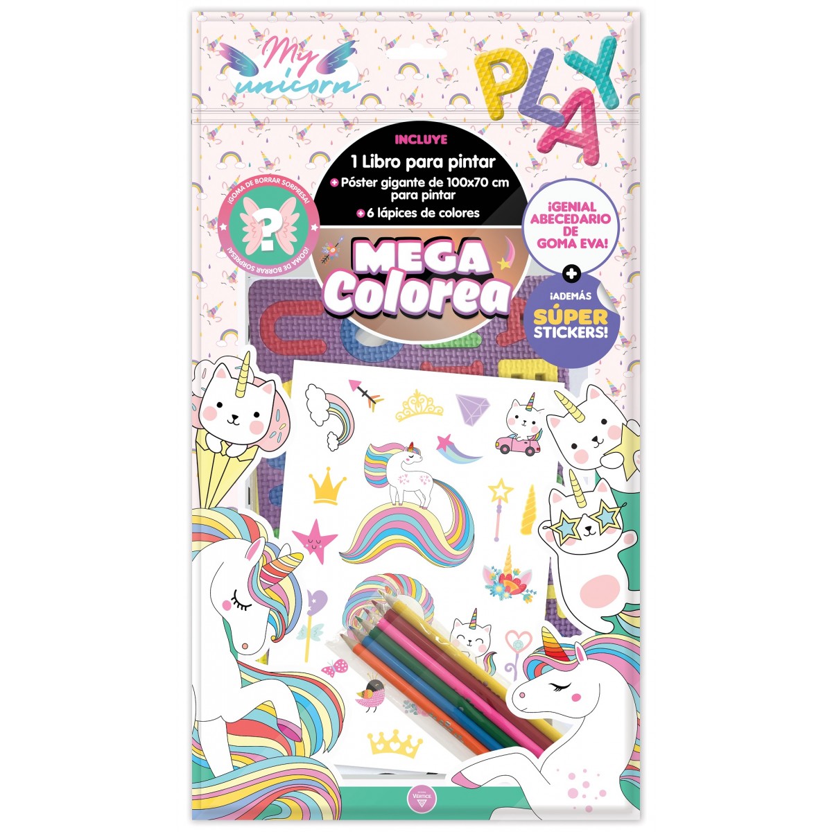 Foto Bolsa Mega Colorea Unicornios Poster Gigante