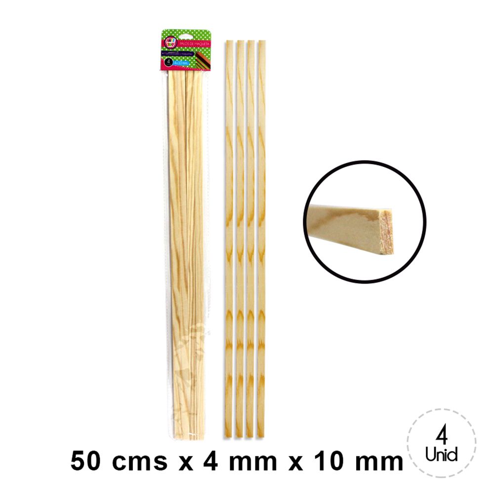 Foto Set Palos de maqueta 4x10 mm 4 unidades