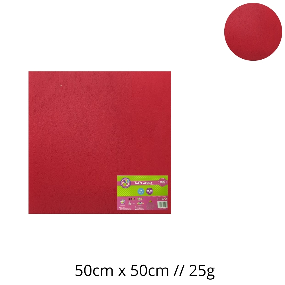 Foto Pliego papel arroz rojo 50x50cm