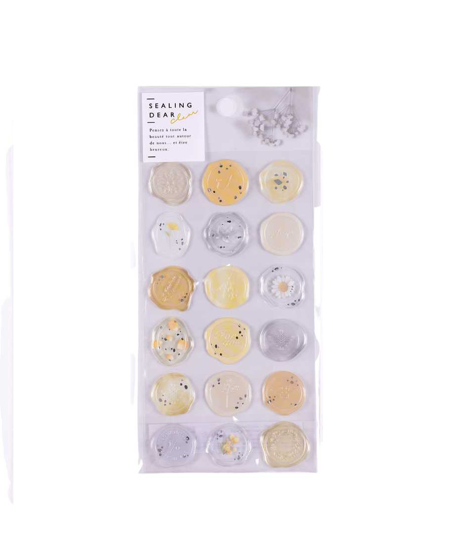 Foto Set 18 stickers tipo Timbre de Cera Amarillos