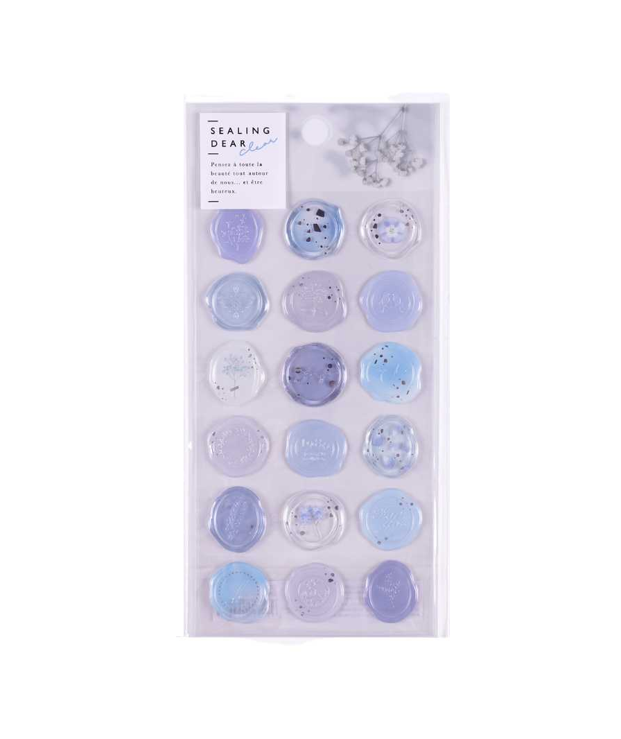 Foto Set 18 stickers tipo Timbre de Cera Azules