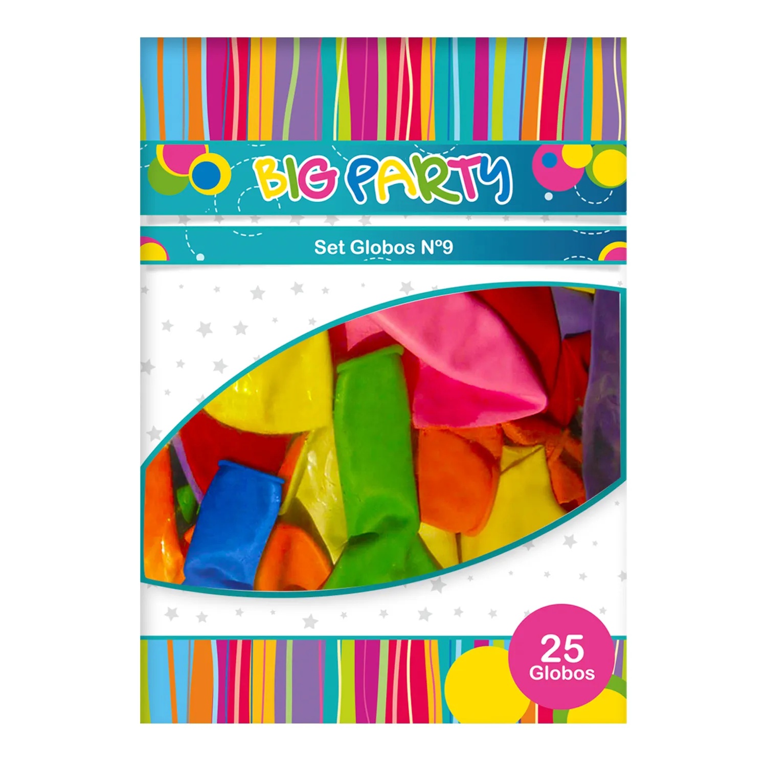 Foto Bolsa 25 globos de colores surtidos número 9