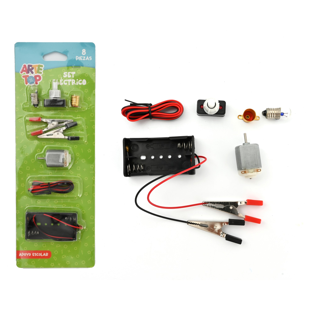 Foto Set circuito eléctrico con ampolleta y motor