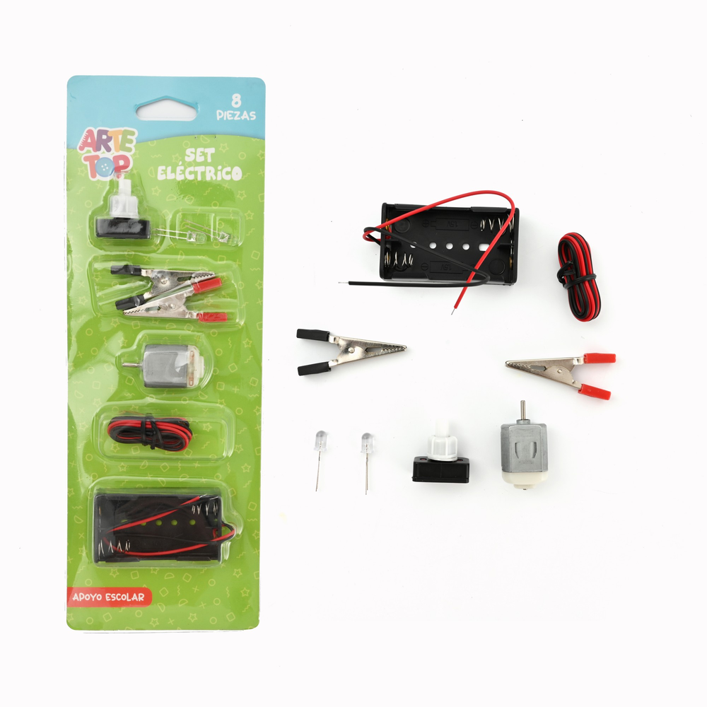Foto Set circuito eléctrico led con motor 8 piezas