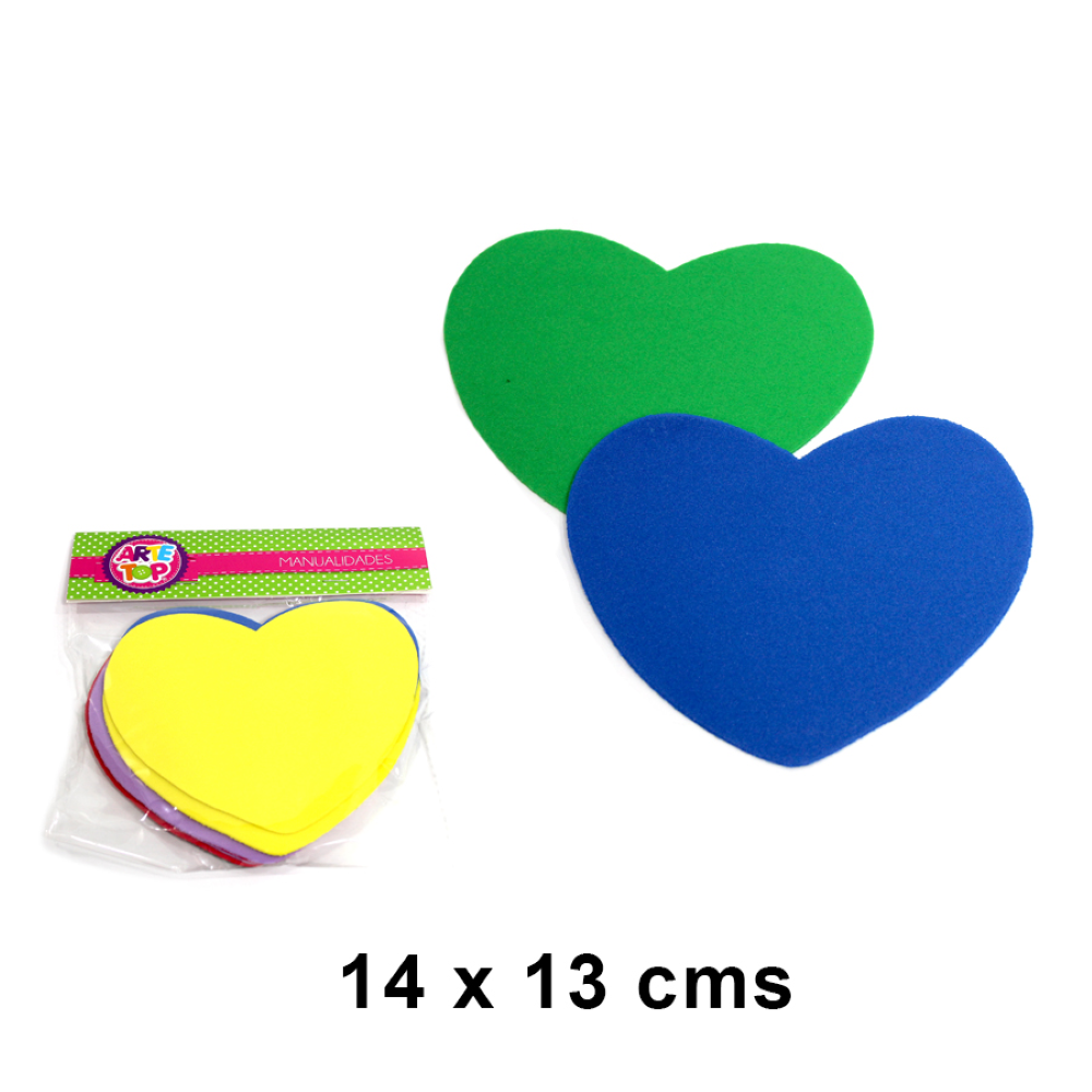 Foto Set 12 corazones de goma eva 14cm