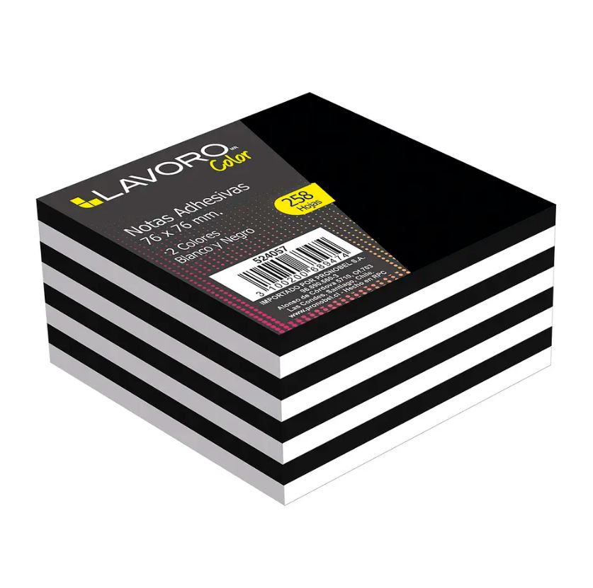 Foto Taco Notas adhesivas 7,6x7,6cm 258 hojas blancas y negras