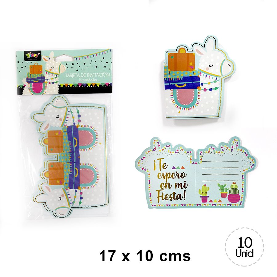 Foto Set 10 tarjetas de invitación cumpleaños Diseño Llama
